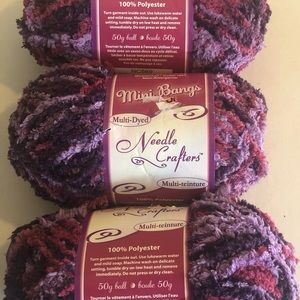 Needle Crafters Mini Bangs Yarn 50g Listing is for 3 Skeins